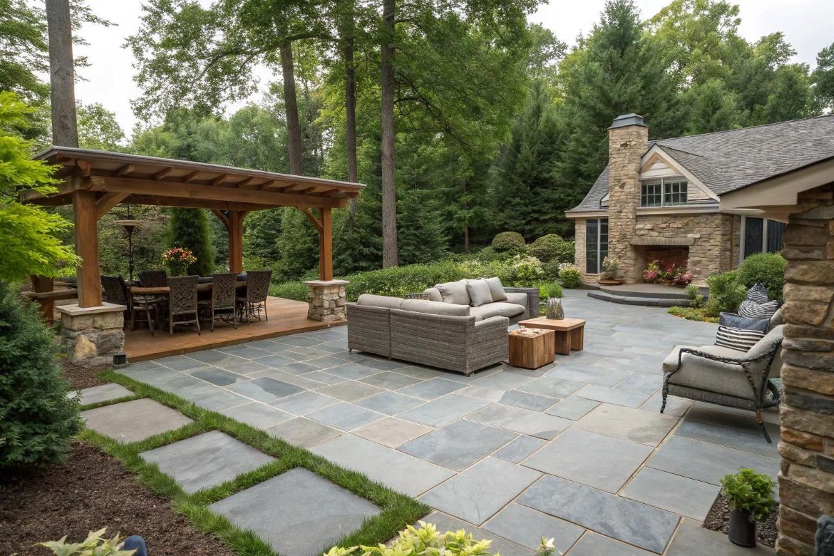 A covered structure extending the patio into a room that gets used in more weather.